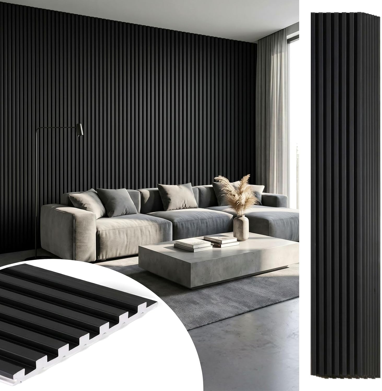 Wall Panel 3D Texture - WPC Acoustic Slat Wall Panels 8-Pack