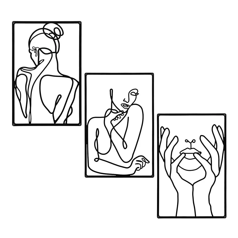 Interior Design Product - 3pcs Stunning Line Drawing Decor, Abstract