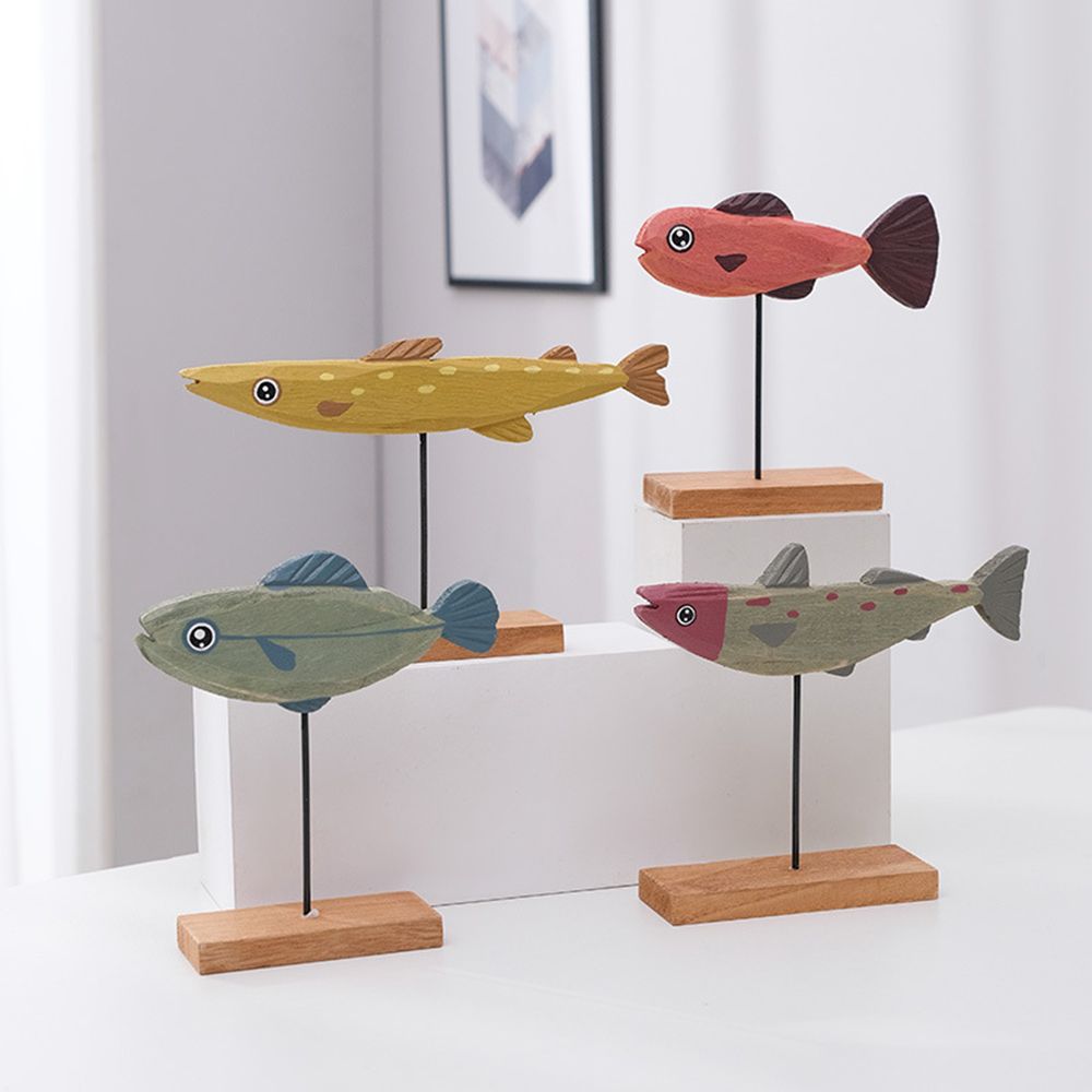 Interior Design Product - Colorful Wooden Fish Statue Nordic Style