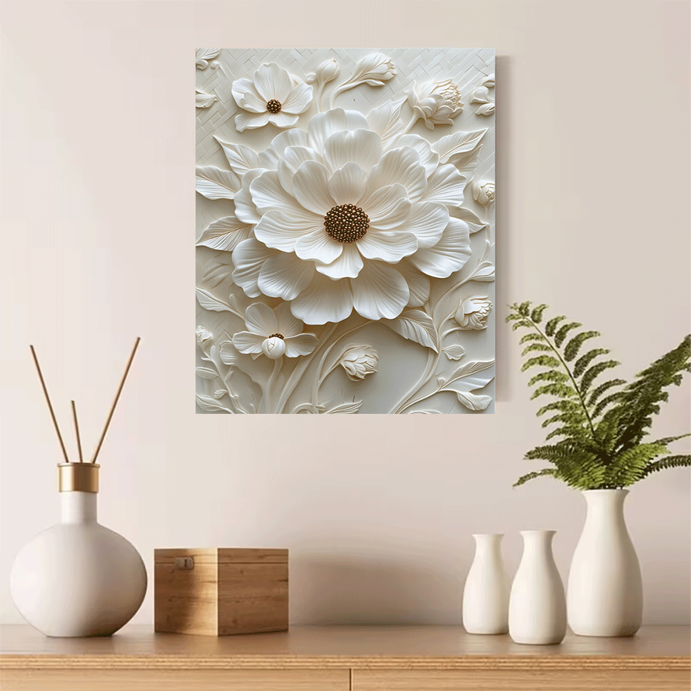 Interior Design Landscape - 1PC-Canvas poster Unframed White Floral Wall