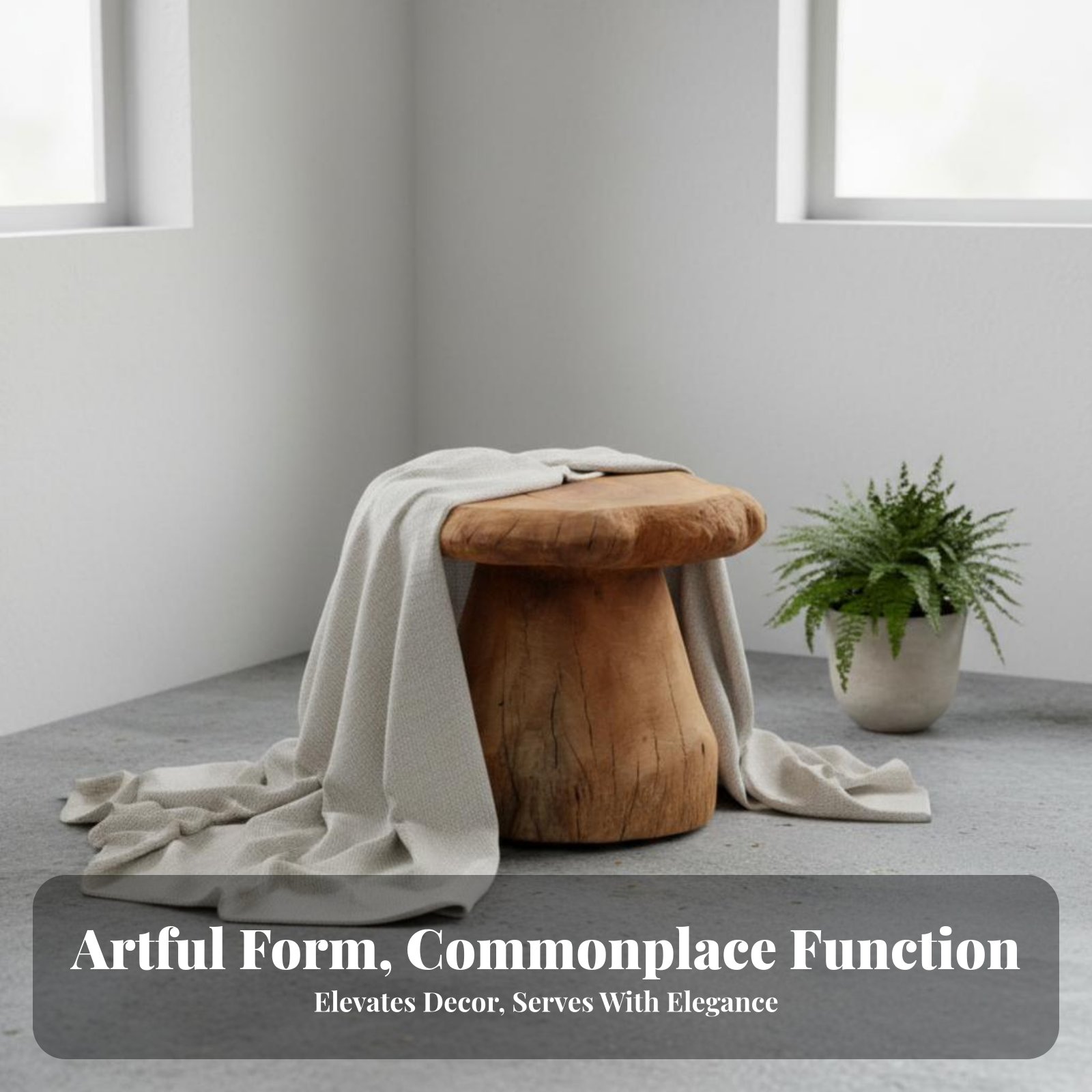 Interior Design Build - Mushroom-Shaped Stool Wabi-Sabi Aesthetic Mushroom-Shaped Log