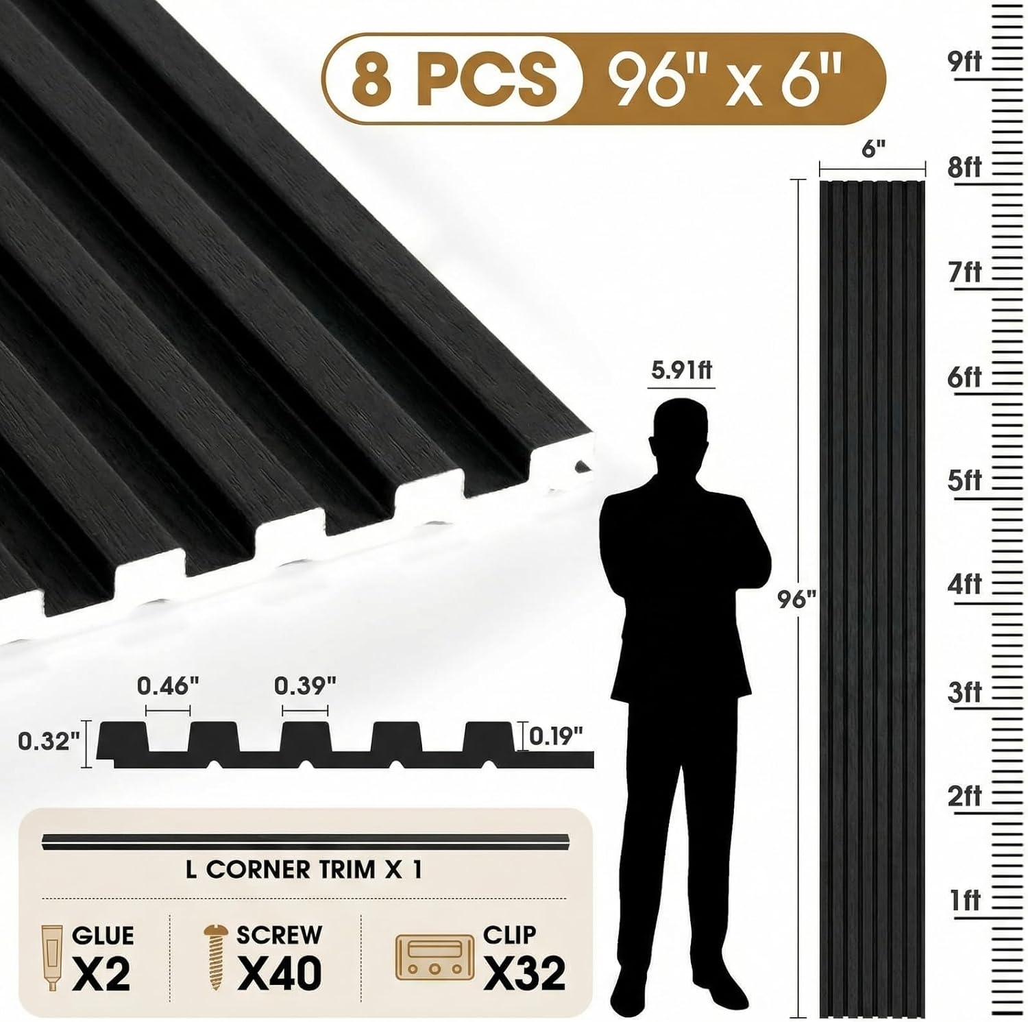 WPC Acoustic Slat Wall Panels  - Wall Panel 3D Texture avis et prix
