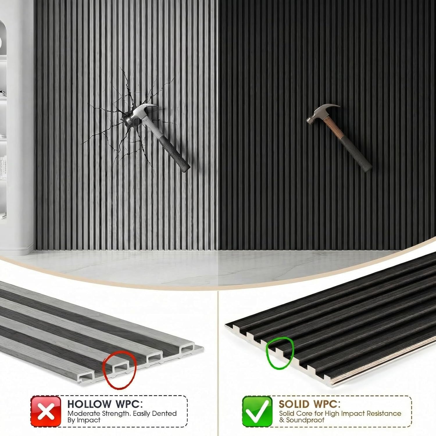 WPC Acoustic Slat Wall Panels  - Wall Panel 3D Texture avis et prix