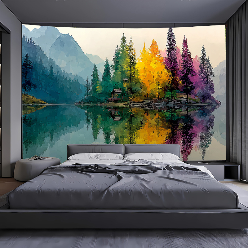 Colorful Forest Lake Wall Mura - Interior Design Landscape avis et prix