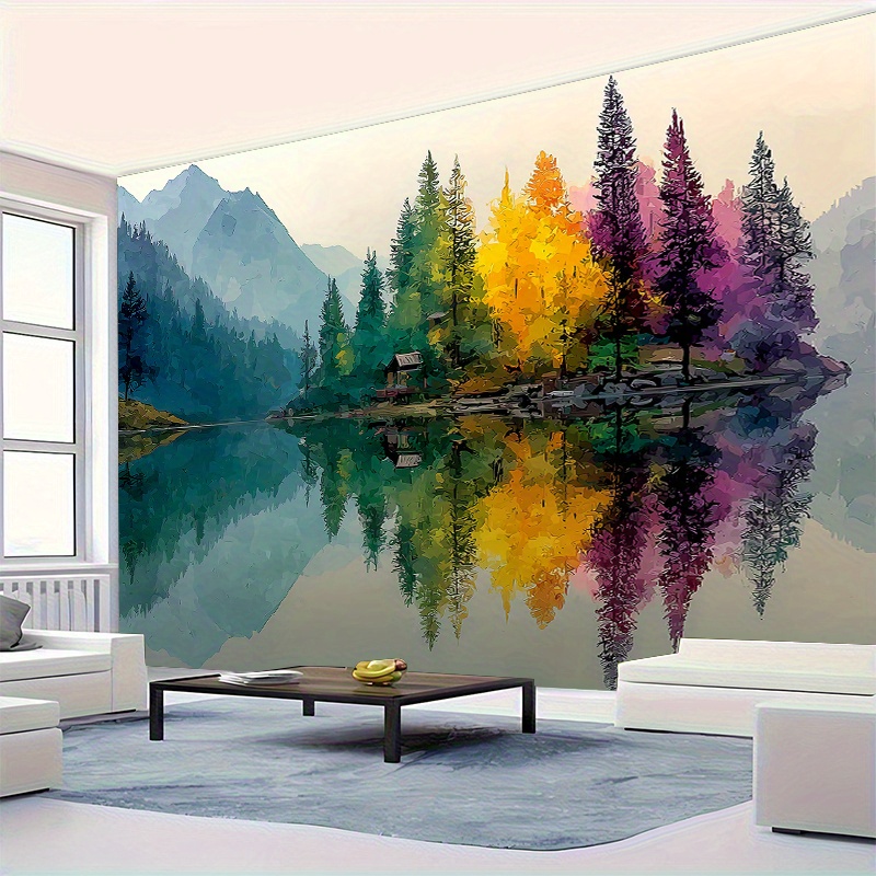 Colorful Forest Lake Wall Mura - Interior Design Landscape avis et prix