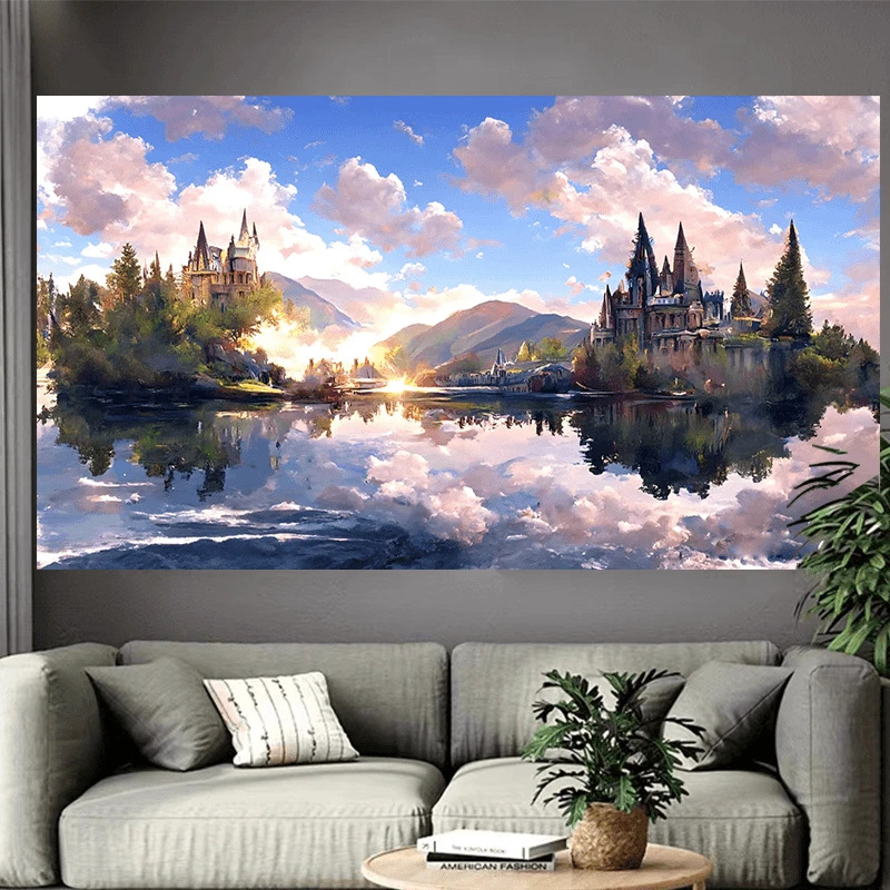Castle Lake Wall Tapestry Fant - Interior Design Landscape avis et prix