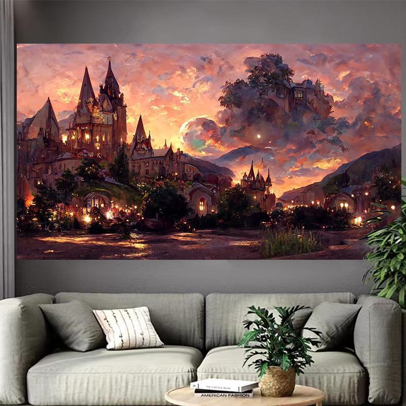 Castle Lake Wall Tapestry Fant - Interior Design Landscape avis et prix