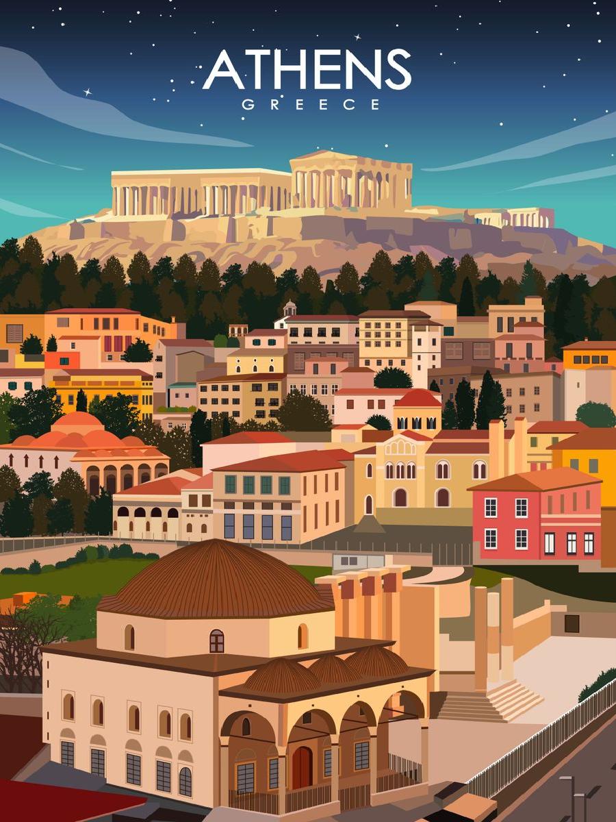 Vintage Athens Greece Travel P - Interior Design Landscape avis et prix
