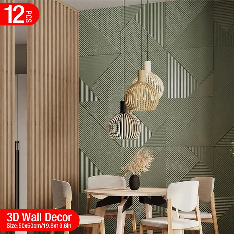 12pcs 50cm 3D wall decor Wood  - Wall Panel 3D Texture avis et prix
