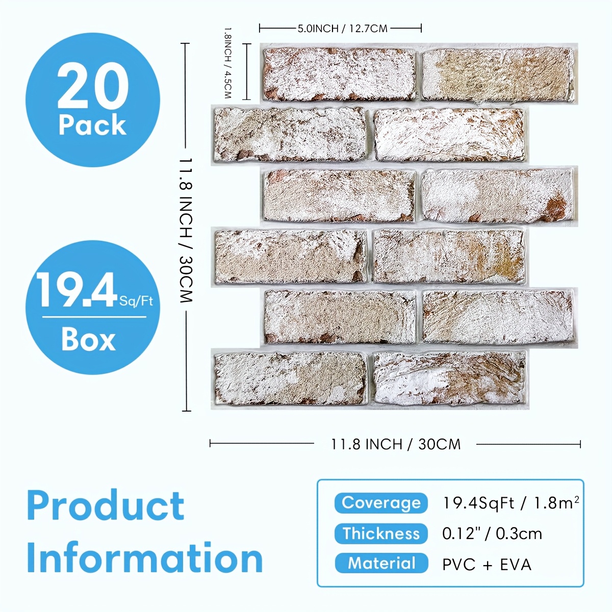 20pcs Pack Self-Adhesive PVC F - Wall Panel 3D Texture avis et prix