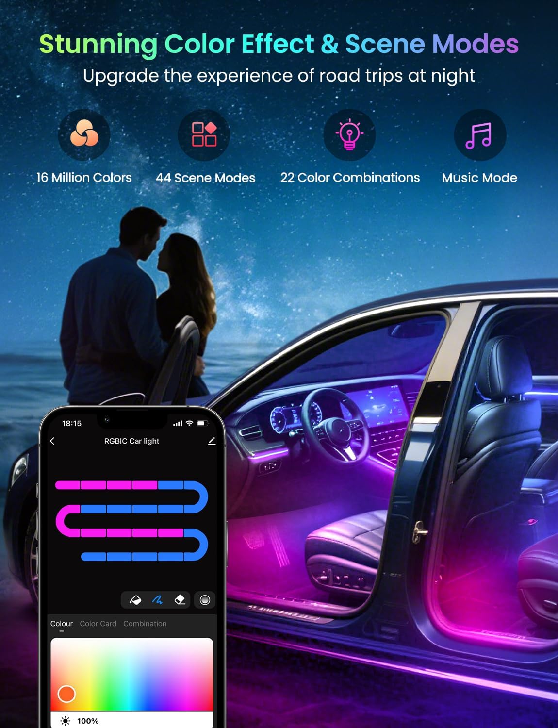 72 LED RGB+IC Car Interior Lig - Interior Design Apps avis et prix