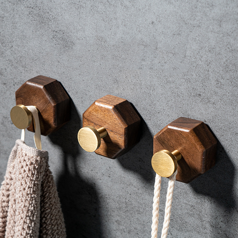 2/1pcs Walnut Wood Brass Hook  - Interior Design Product avis et prix