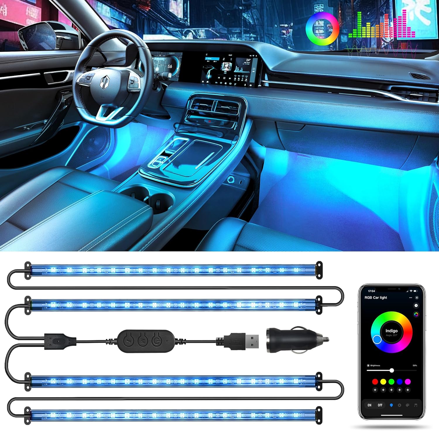 RGB 48 LED Car Interior Lights - Interior Design Apps avis et prix