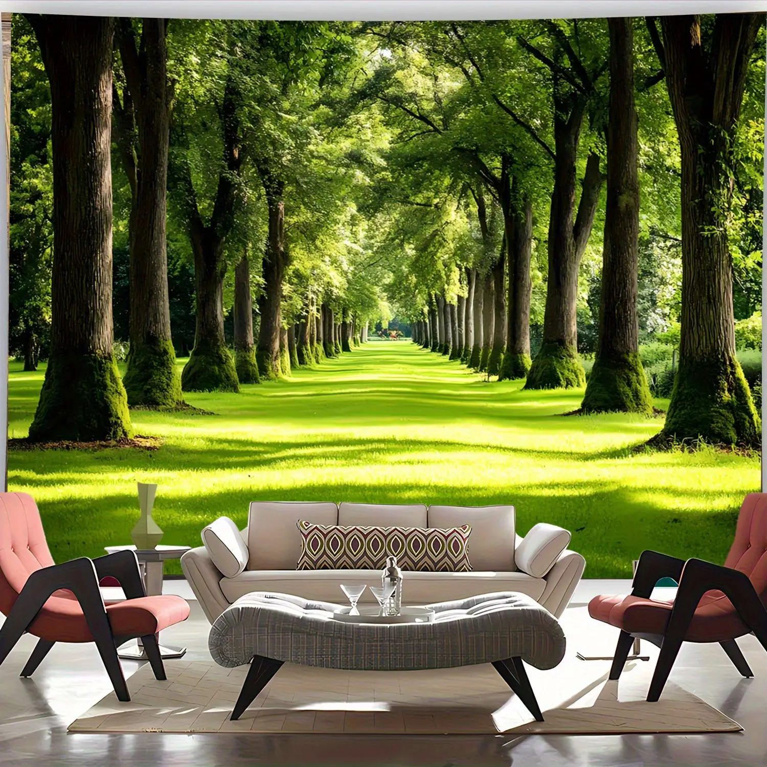 Green Forest Path Wall Mural T - Interior Design Landscape avis et prix