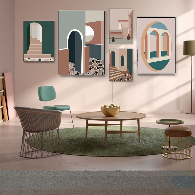 Retro Morandi Building Canvas  - Interior Design Build avis et prix