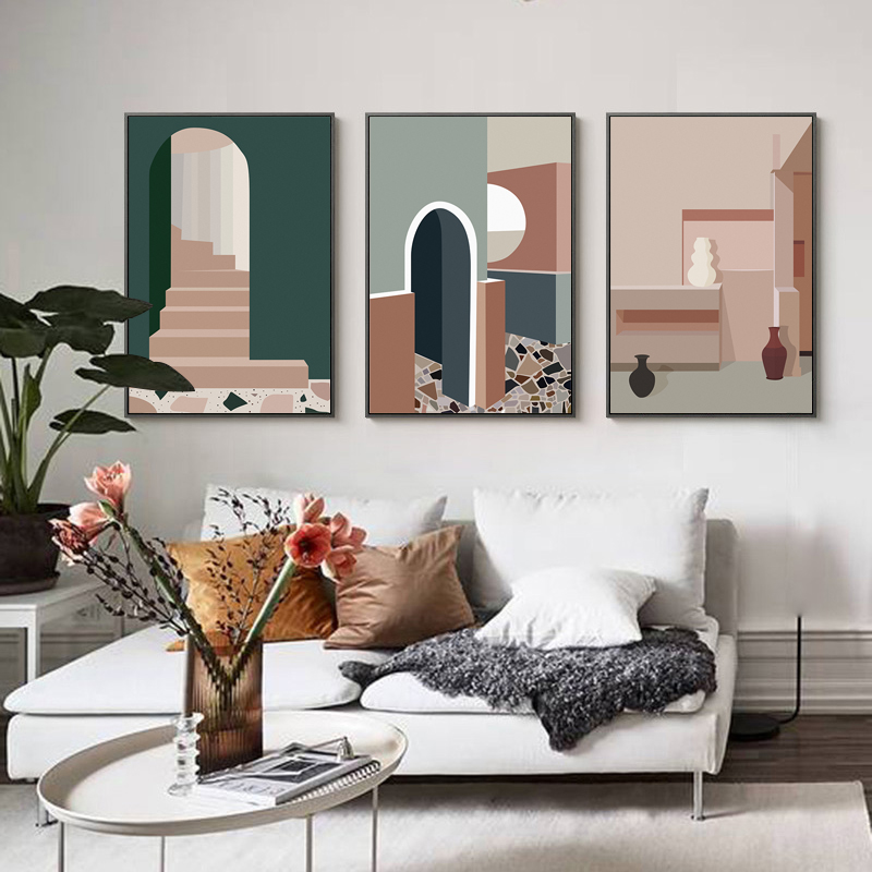 Retro Morandi Building Canvas  - Interior Design Build avis et prix