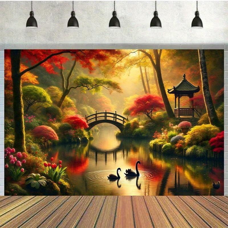 Autumn Garden Bridge Swans Wal - Interior Design Landscape avis et prix