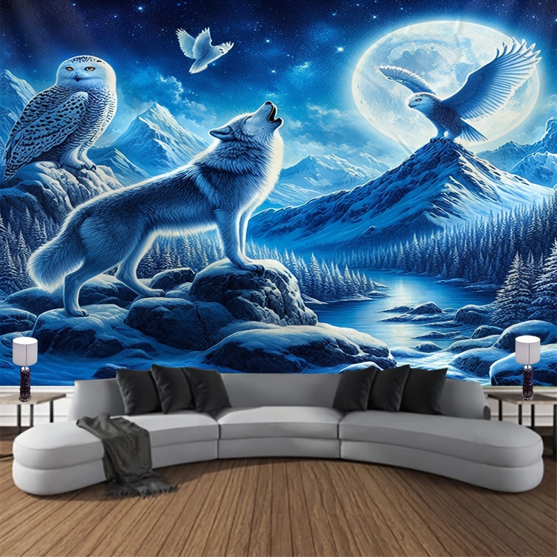 Wolf Howling At Moon Wall Mura - Interior Design Landscape avis et prix