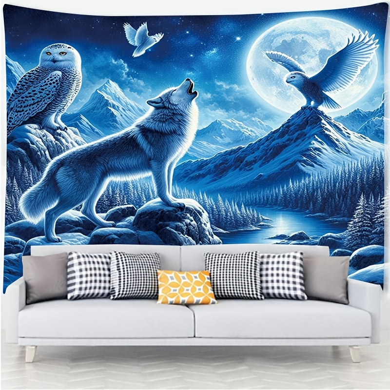 Wolf Howling At Moon Wall Mura - Interior Design Landscape avis et prix