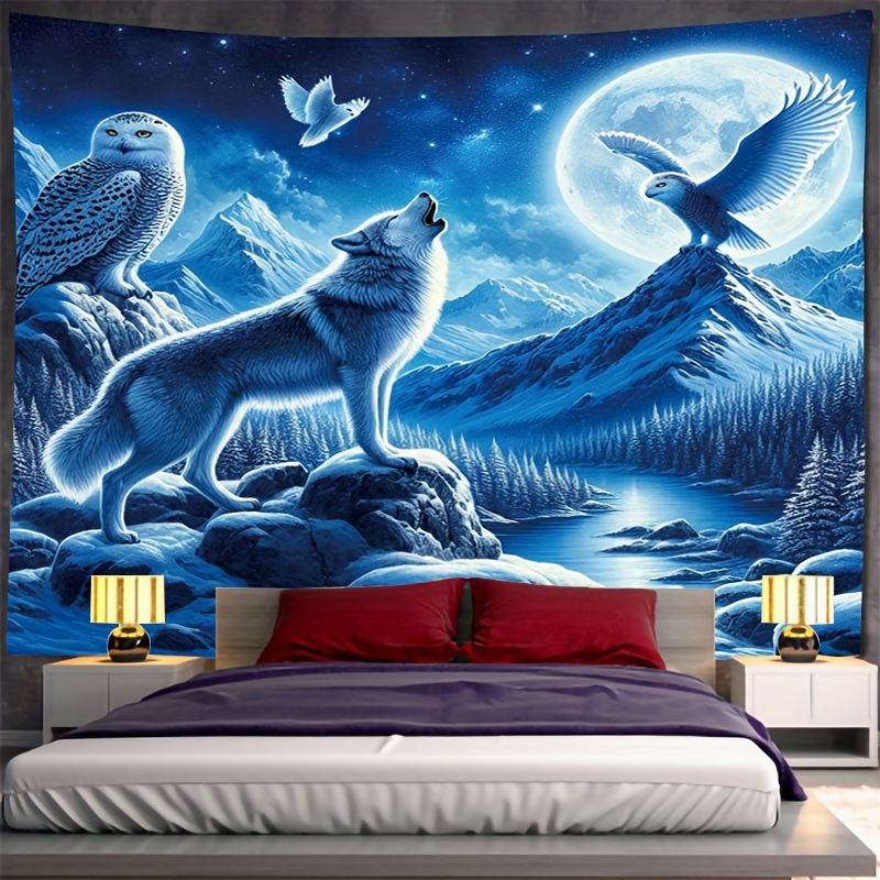 Wolf Howling At Moon Wall Mura - Interior Design Landscape avis et prix