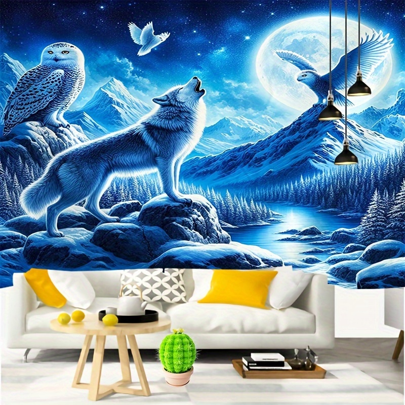 Wolf Howling At Moon Wall Mura - Interior Design Landscape avis et prix